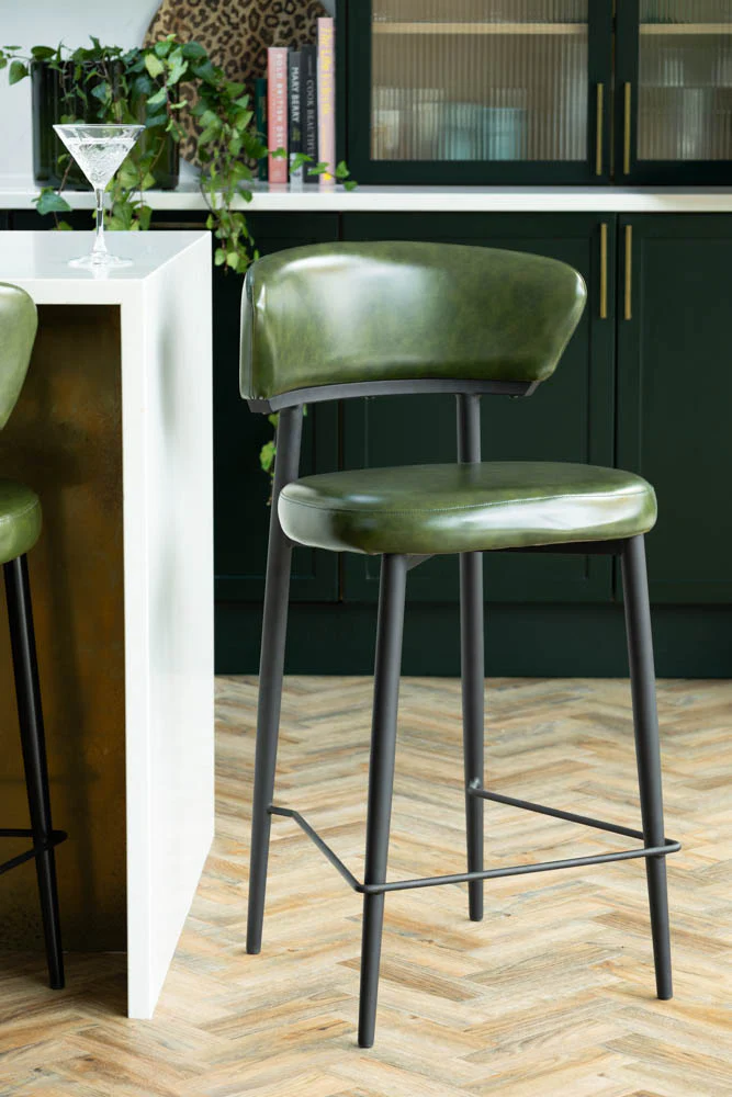 The Blake Bar Stool In Forest Green