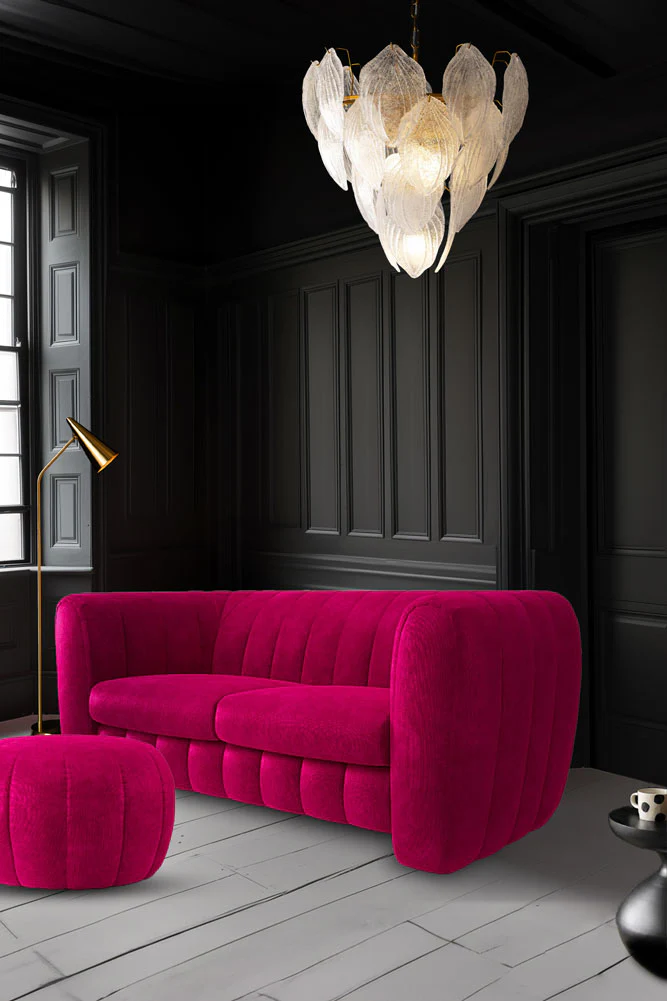 The Bowie Large Sofa In Luxe Needlecord Velvet Harry's Pink