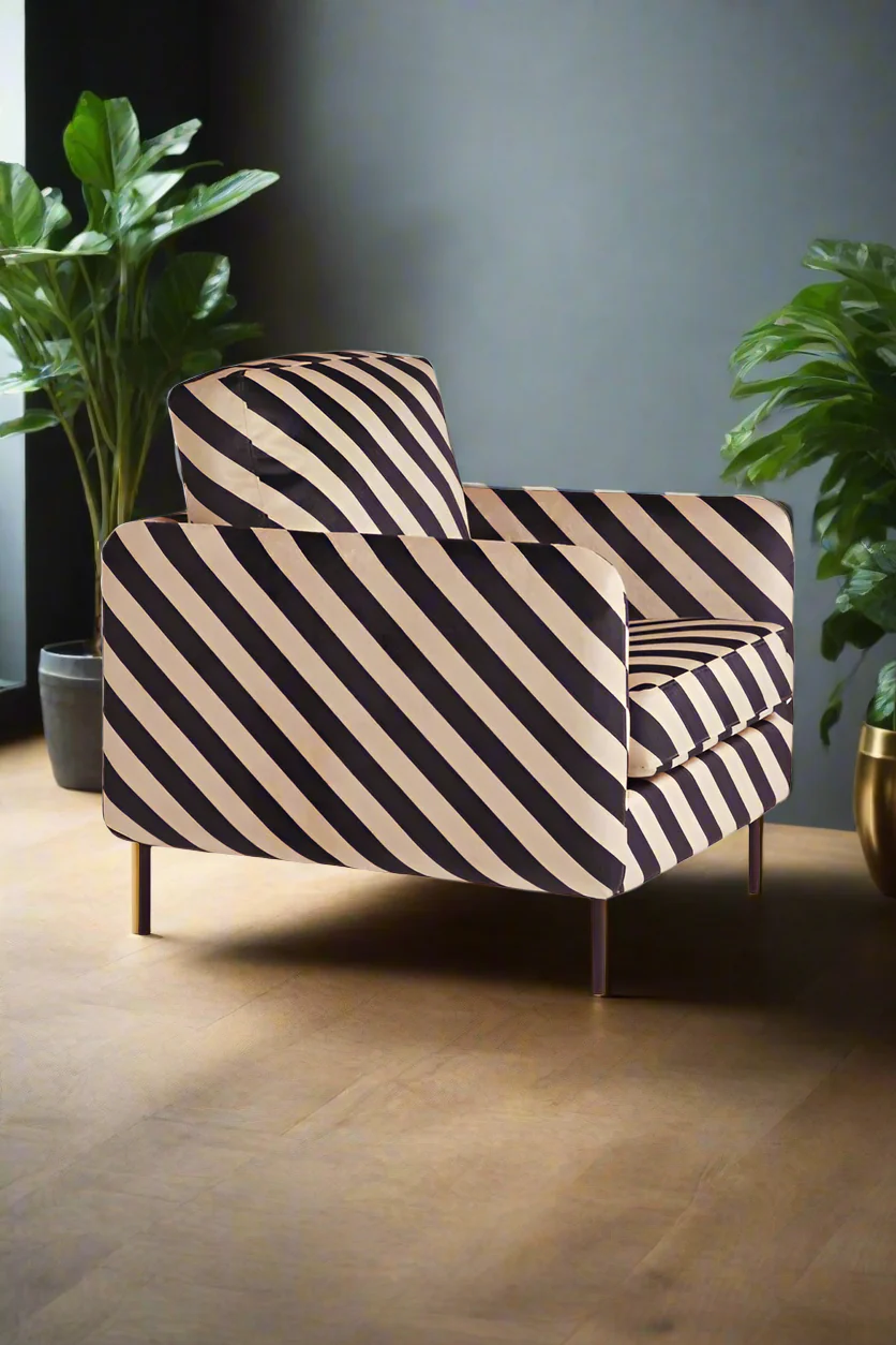The Edie Sand and Black Stripe Armchair - Image 3