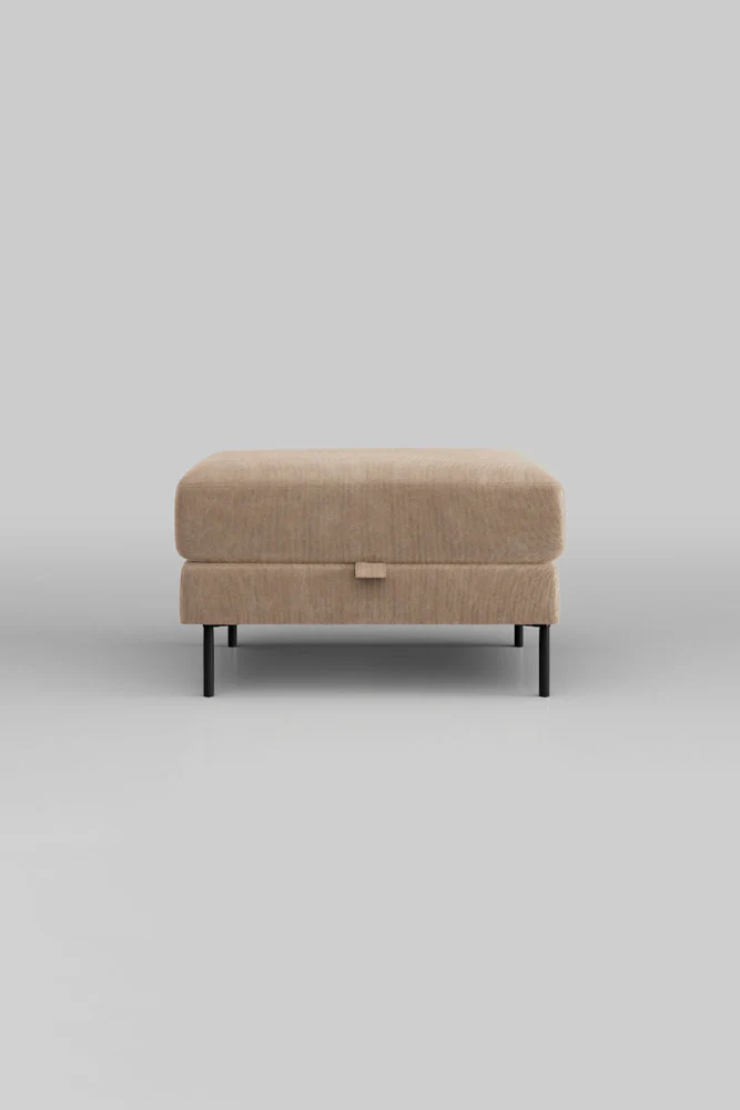 The Grace Footstool In Luxe Needlecord Velvet Natural Whisper - Image 4