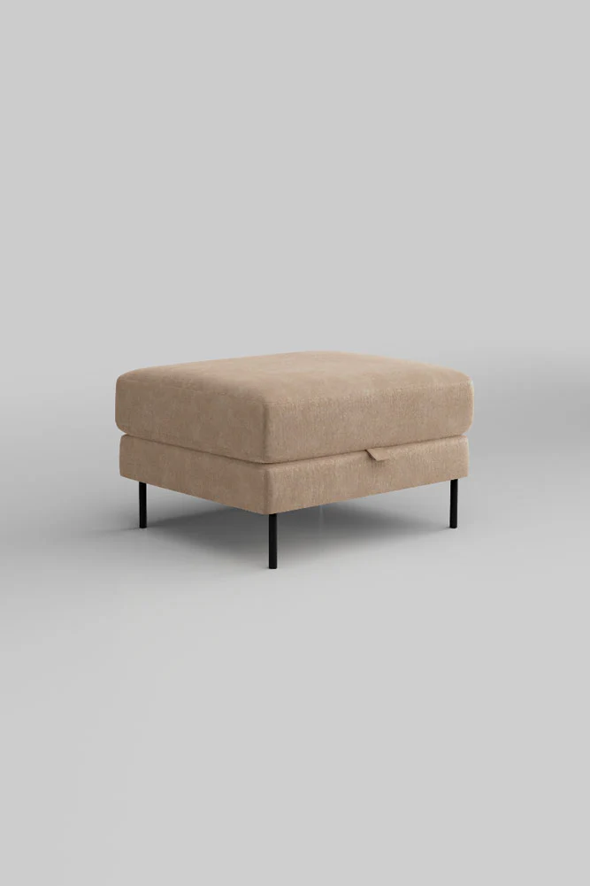 The Grace Footstool In Luxe Needlecord Velvet Natural Whisper - Image 5
