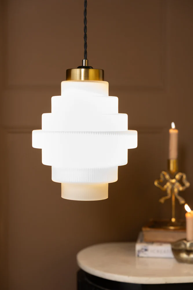 Tiered Opal Glass Easyfit Ceiling Light Shade