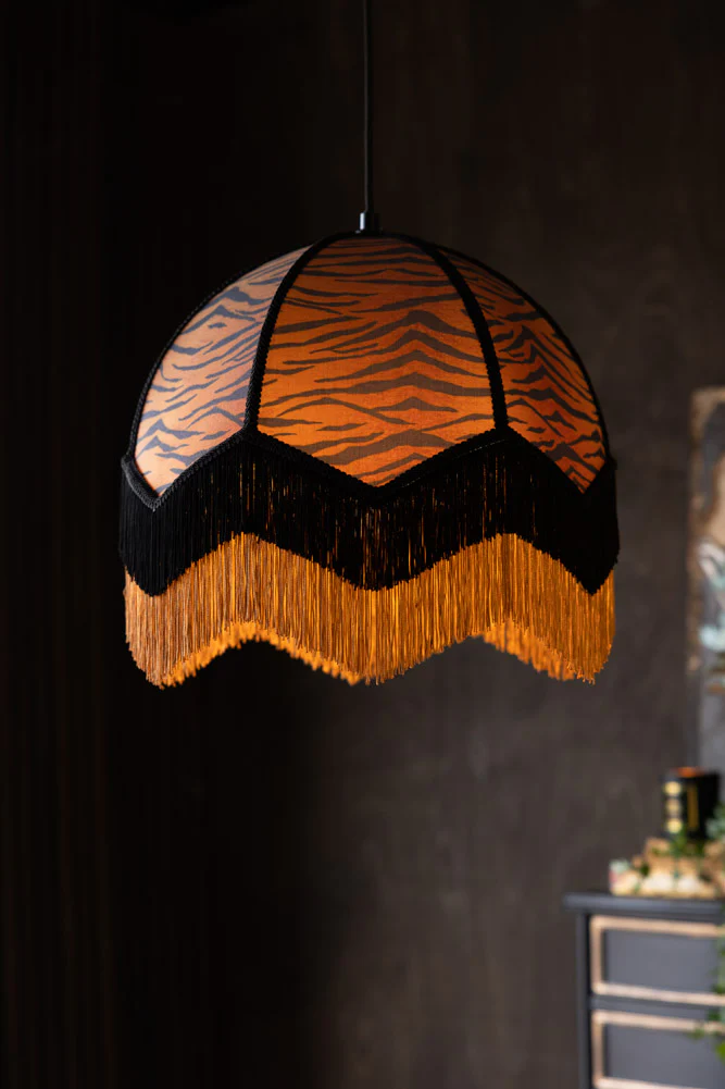 Tiger Print Double Tassel Edge Ceiling Light - Image 3