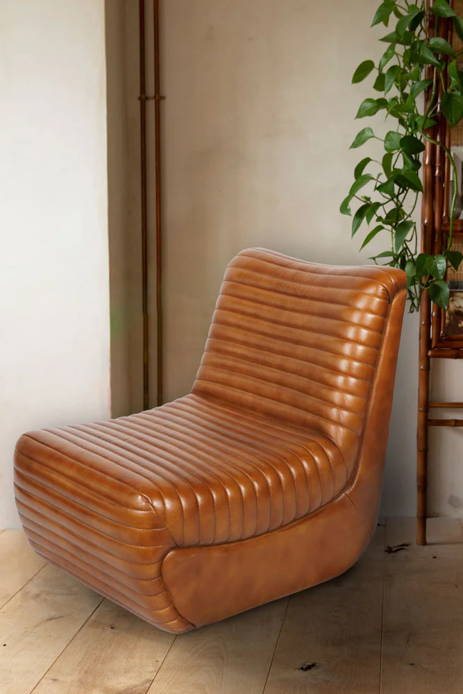 Traditional Brown Leather Occasional Chair