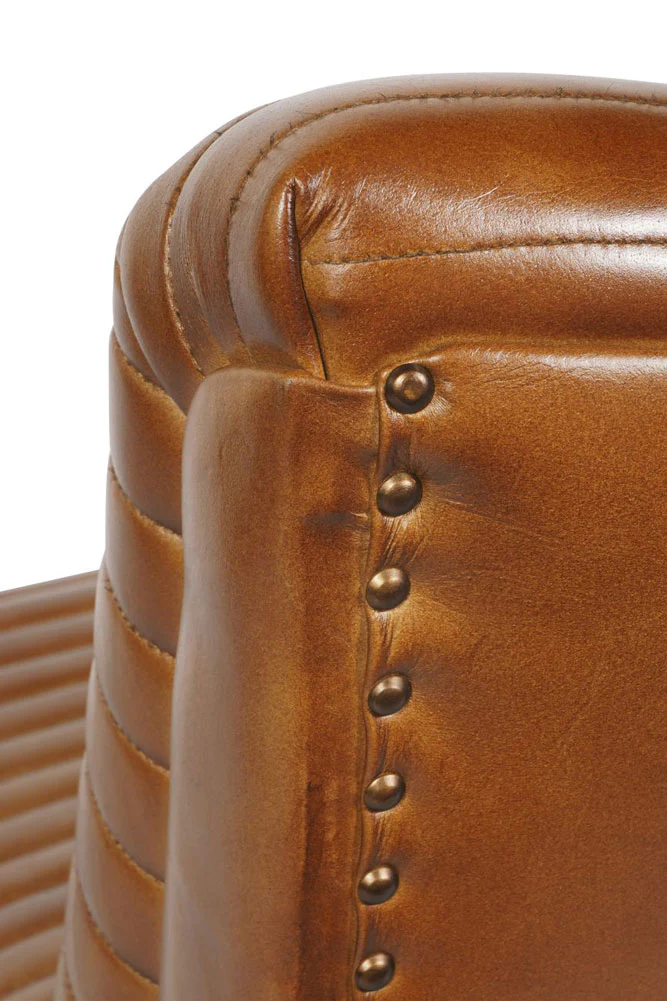 Traditional Brown Leather Occasional Chair - Image 4