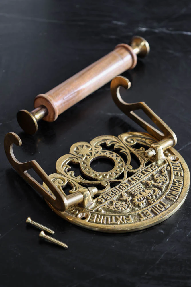 Traditional Crown Brass Toilet Roll Holder - Image 4