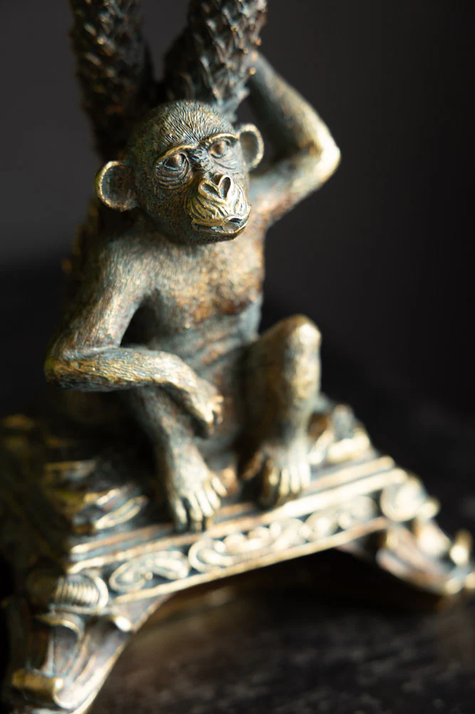 Vintage Gold Monkey Candelabra - Image 2