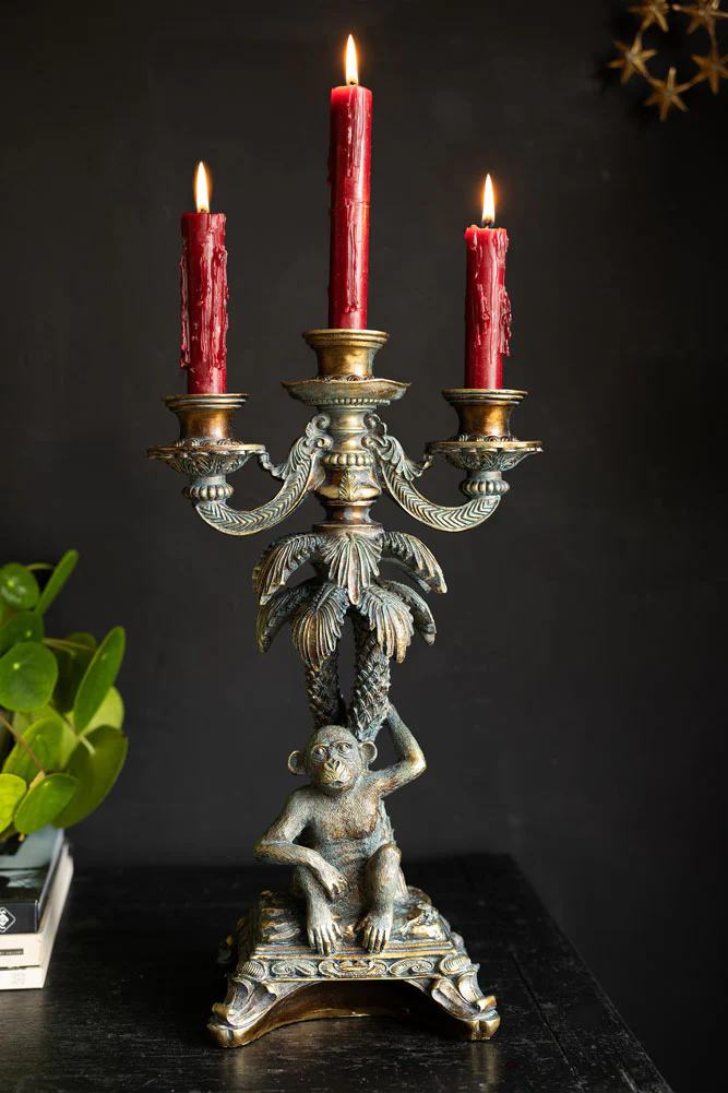 Vintage Gold Monkey Candelabra - Image 3