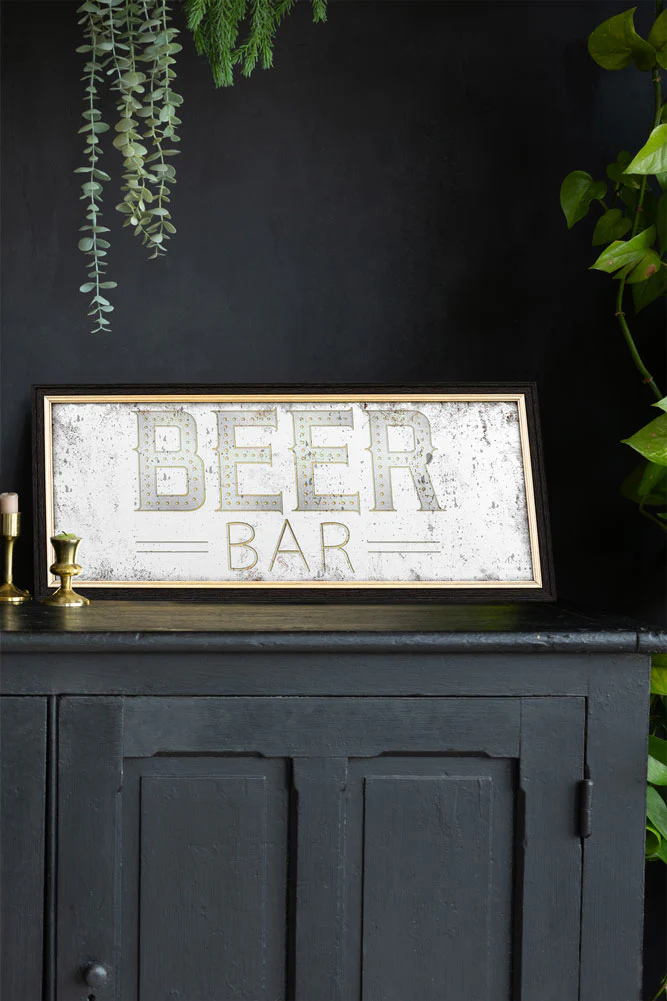 Vintage-Style Beer Bar Mirror