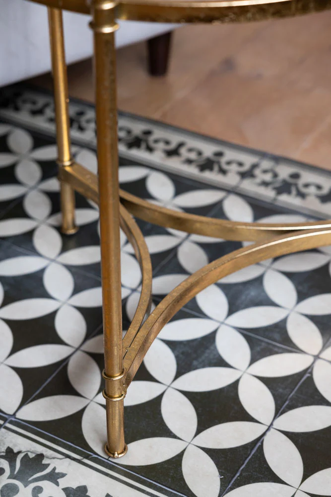 Vintage-Style Gold & Glass Side Table - Image 3