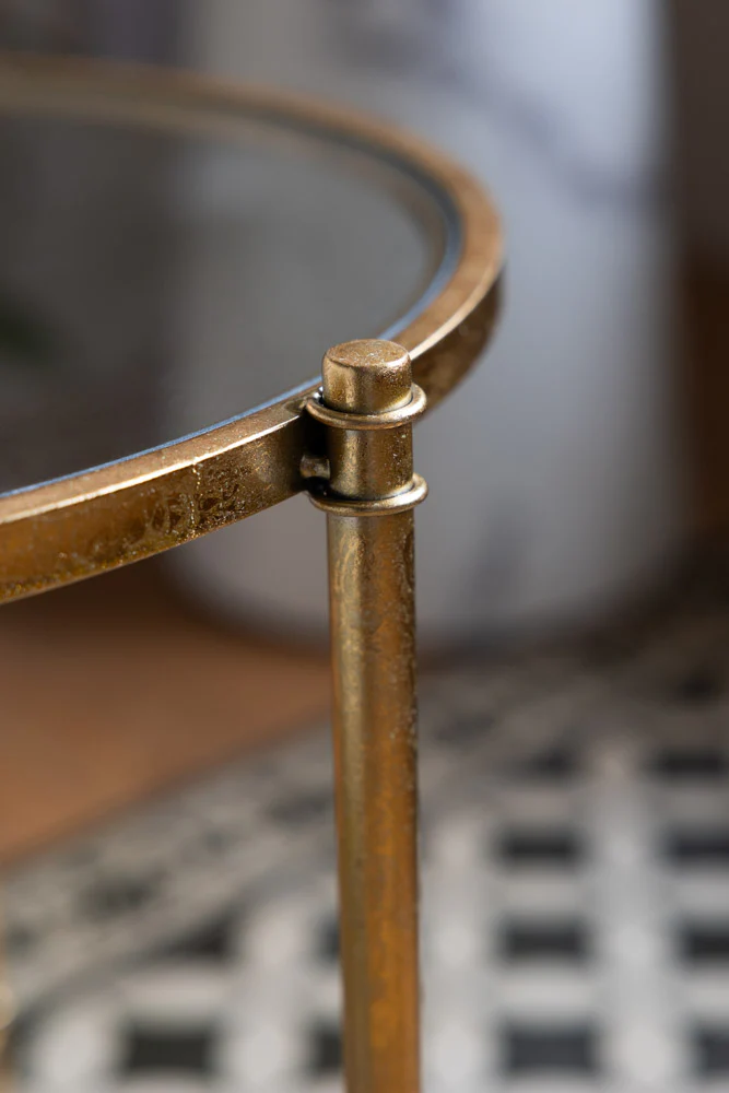 Vintage-Style Gold & Glass Side Table - Image 4