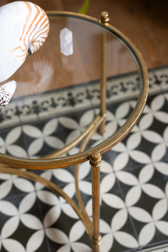 Vintage-Style Gold & Glass Side Table - Image 5