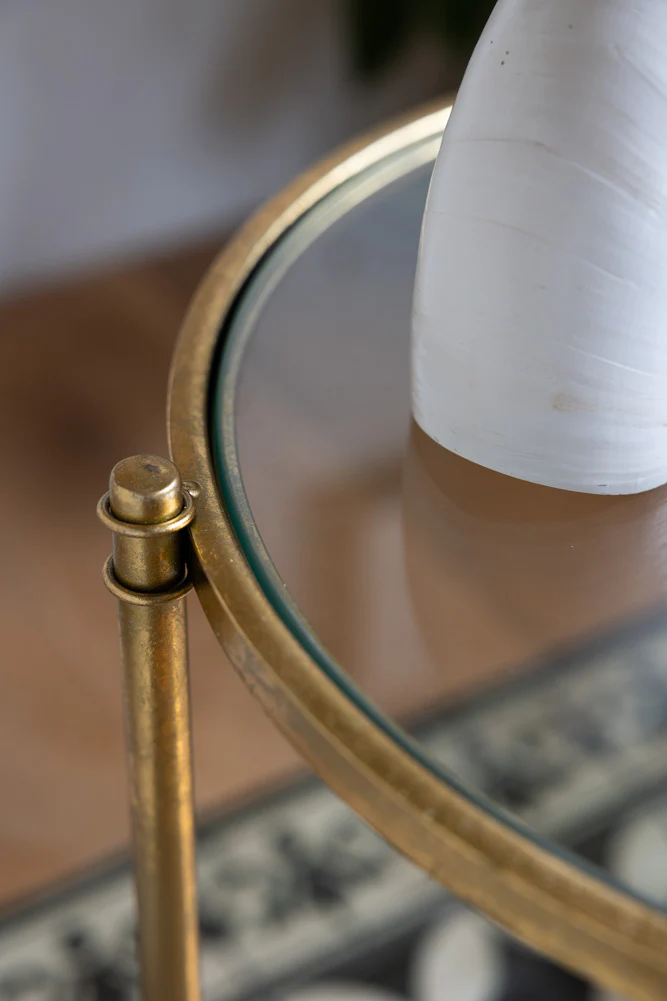 Vintage-Style Gold & Glass Side Table - Image 6