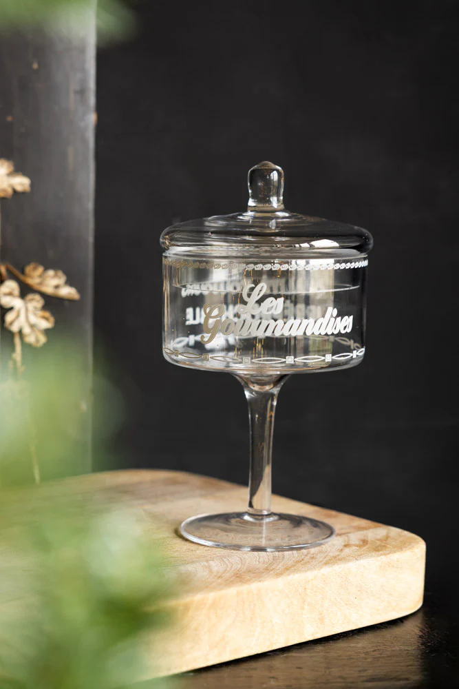Vintage-Style Stemmed Glass Storage Jar with Lid - Image 4
