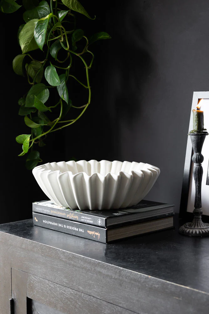 White Ceramic Waved Bowl
