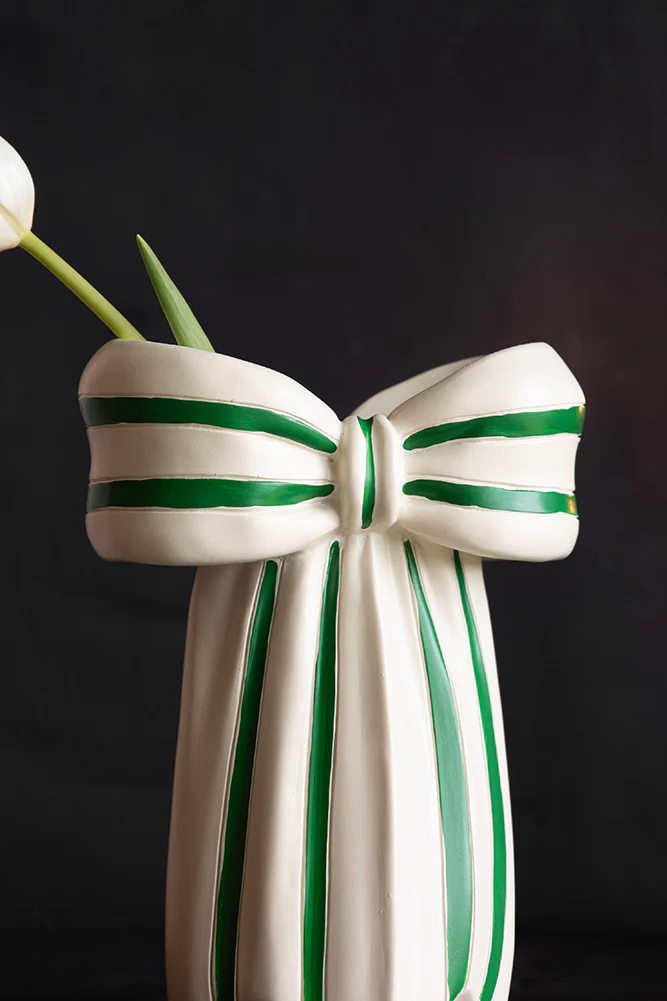 White & Green Beautiful Bow Bud Vase - Image 2