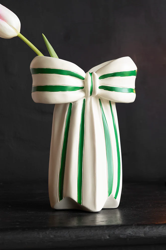 White & Green Beautiful Bow Bud Vase - Image 3