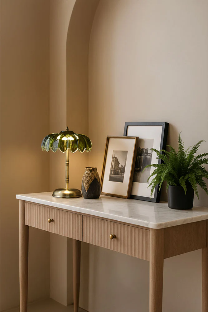 White Marble 2-Drawer Console Table - Image 2