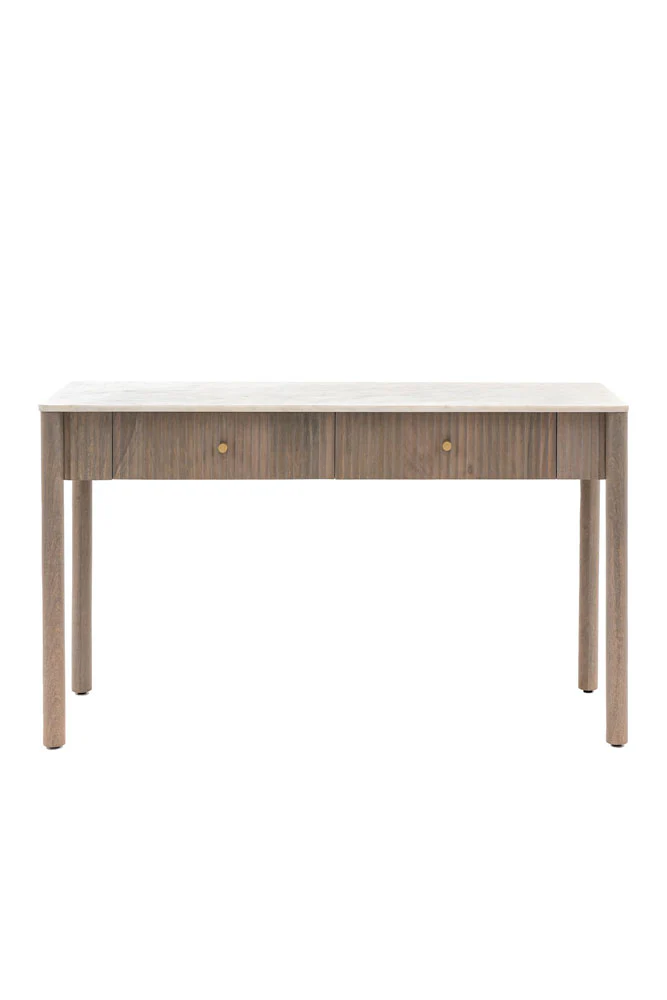 White Marble 2-Drawer Console Table - Image 3