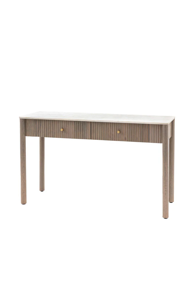 White Marble 2-Drawer Console Table - Image 4