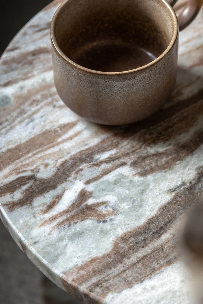 White Marble Round Side Table - Image 3