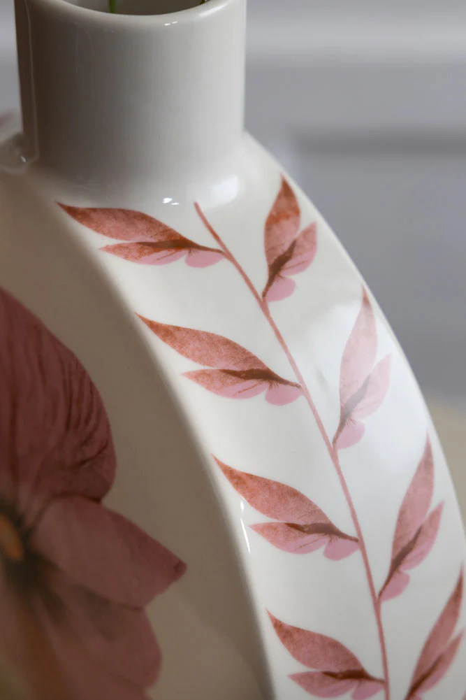 White & Pink Floral Vase - Image 3