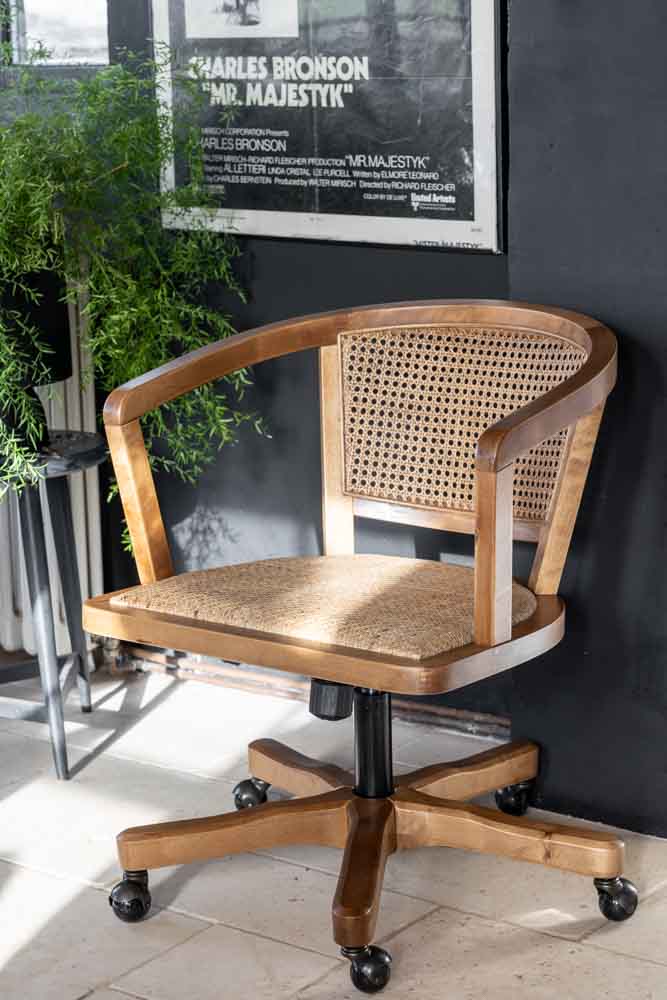 Wicker Swivel Desk Chair - Image 2