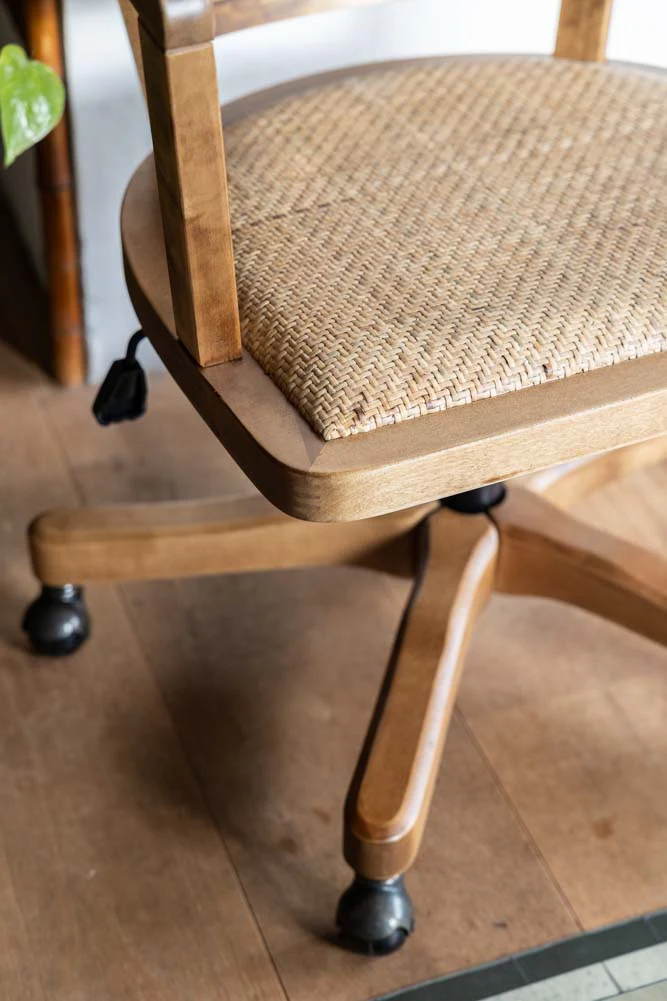 Wicker Swivel Desk Chair - Image 5