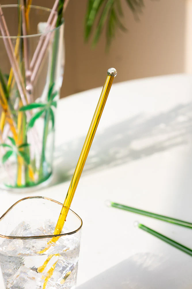 Yellow Glass Cocktail Stirrer - Image 2