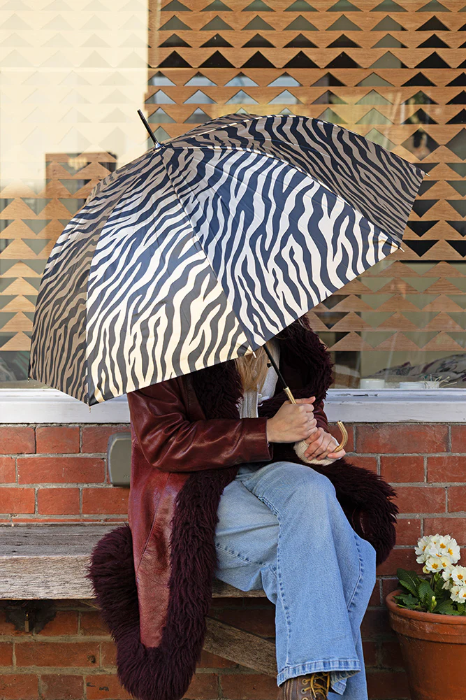 Metallic Gold Zebra Print Umbrella