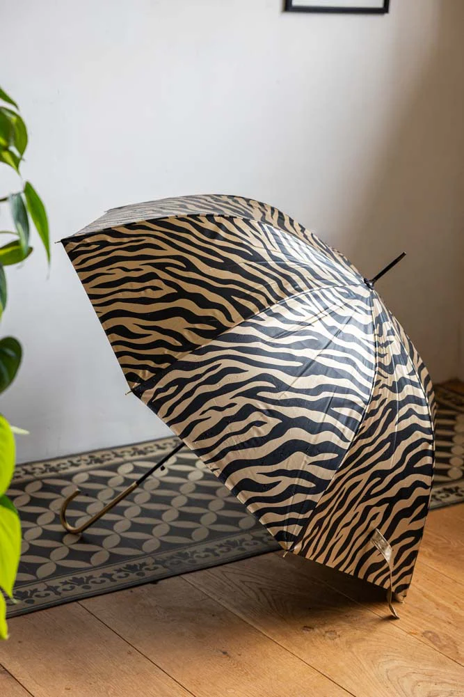 Metallic Gold Zebra Print Umbrella - Image 2