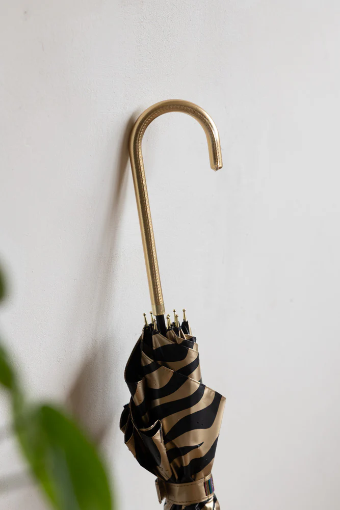 Metallic Gold Zebra Print Umbrella - Image 3