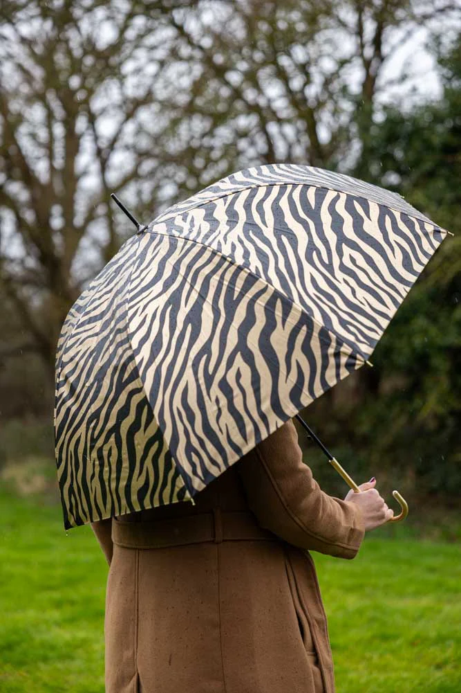 Metallic Gold Zebra Print Umbrella - Image 5